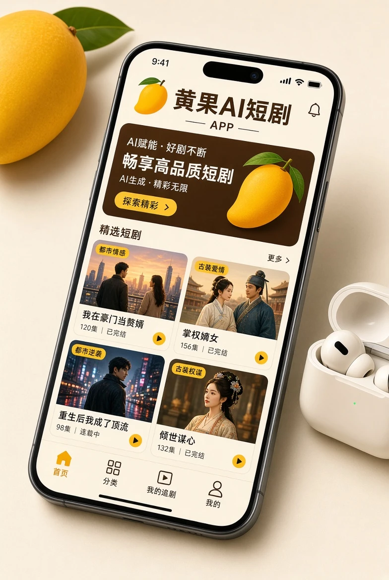 黄果AI短剧移动应用界面